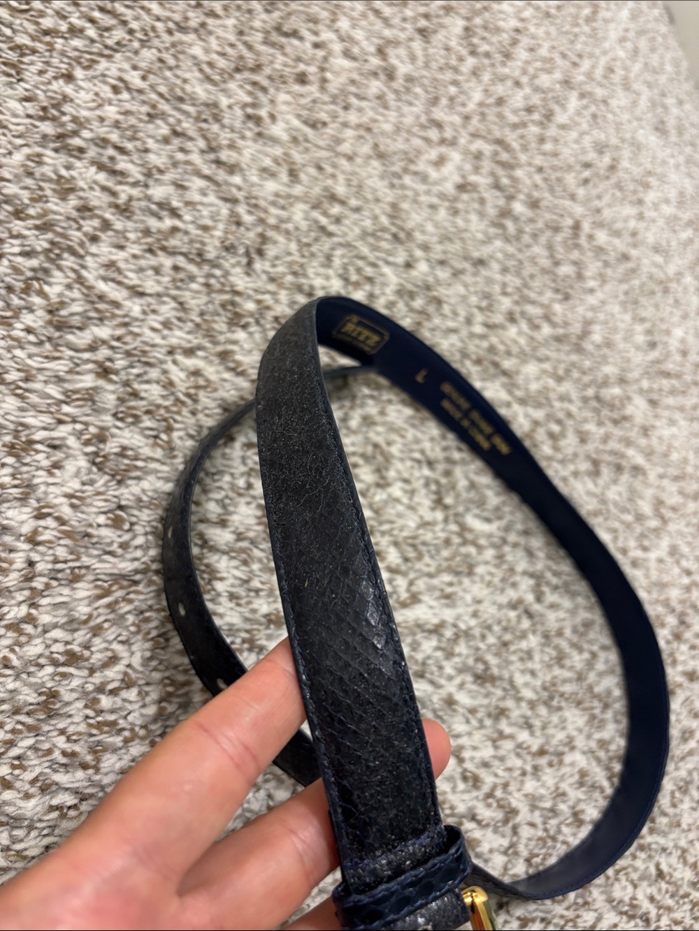The Ritz navy blue snake skin belt L - Picture 3 of 4